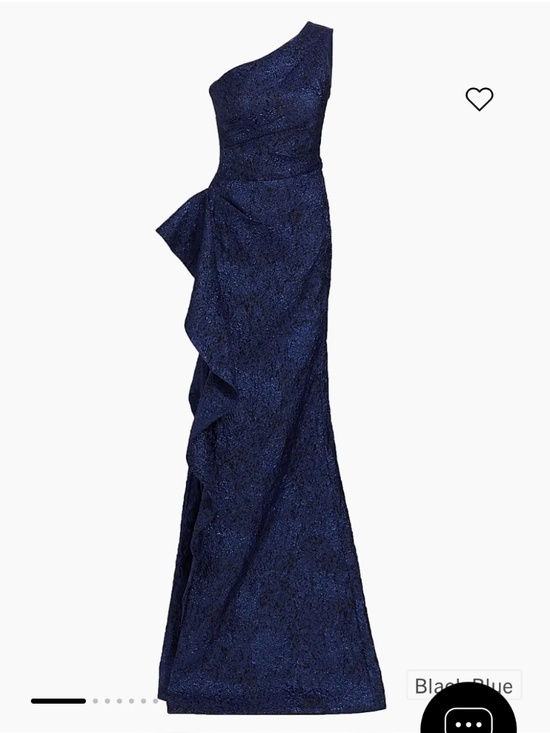 Teri Jon by Rickie Freeman Dresses & Skirts - Teri Jon by Rickie Freeman Metallic One Shoulder Jacquard Gown Size 2 Black Blue